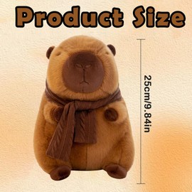 JISRKP Capybara Plush, 25cm Cute Capybara Teddy, Capybara Plush Toy with Scarf, Cuddly Stuffed Animal for Kids, Cute Stuffed Animal for Boys and Girls at Birthday Easter Valentine's Day Gift