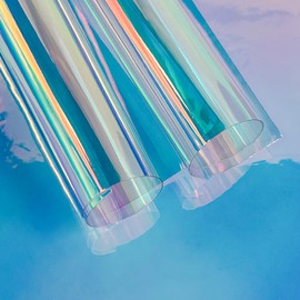 Transparent Waterproof PVC Vinyl 10 Pcs 8.3 x 11.8 inches(21 x 30cm) Iridescent Shine Design Plastic Sheets for Various Craft Projects (Iridescent Blue)