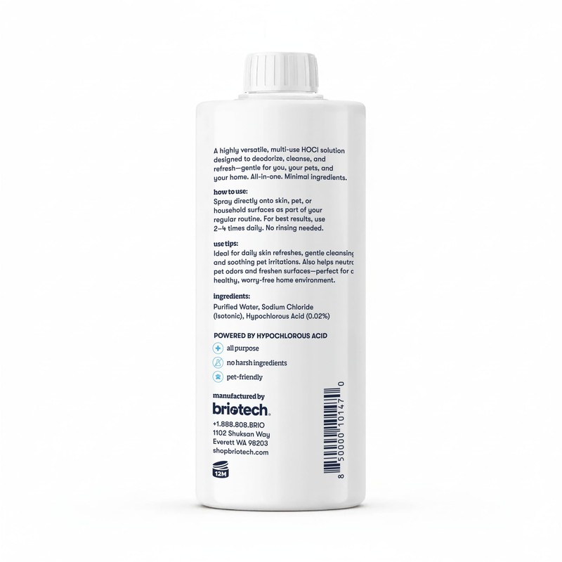 BRIOTECH Pure Hypochlorous Acid Cleanser, Original Premium HOCl Topical Solution,