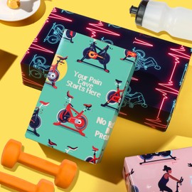 Spinning Wrapping Paper 12 Sheets Exercise Bike Cycling Themed Gift Wrap for Fitness Enthusiasts,Gym Lovers,Spin Class Fans,Gym Themed Wrapping Paper,20"×28"