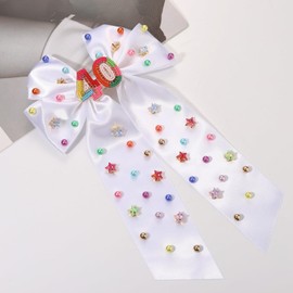 Birthday Hair Bow Clips for Women Beaded Colorful 40 Birthday Hair Bows Happy Birthday Bow Hair Ribbons Birthday Hair Accessories Birthday Party Favor