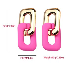 lianiser Acrylic Geometric Earrings, Fashion Acrylic Square/Hoop/Triangle/Chain Rectangle Statement Drop Earrings for Women Dangle-1#hot pink