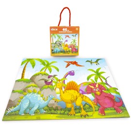 abeec Dinosaur Puzzle 45pc - Jigsaw Puzzles For Kids - Dinosaur Party Bags Fillers - Kids Puzzles Age 3+ - Dinosaur Jigsaw - Dinosaur Toys - Puzzles For 3 Year Olds