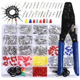 aikoolwer Connector Terminal Pin Wire Harness Automotive Car Electrical Motorcycle ATV Non Insulated Plug Removal Male Female Crimp Kit 1/1.5/1.8/2.2/2.8/3.5mm Crimping Tool Crimper Set