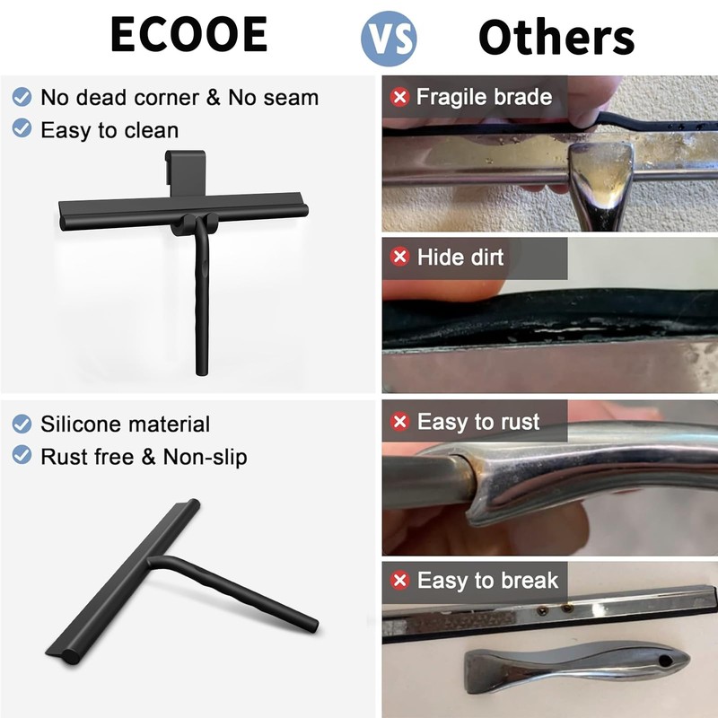 ecooe Silicone Shower Squeegee with Hanger, 11″/28cm Shower Squeegee for