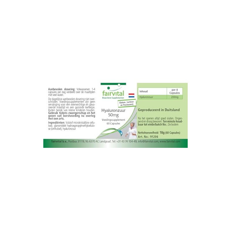 Hyaluronic Acid 50 mg - Vegan - 60 Capsules