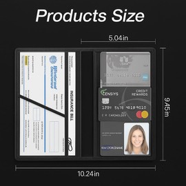 Soporte para Registro y Seguro de Automóvil, Organizador Compartimiento para Documentos, Caja Guantes con Fuerte Cierre Magnético Coche, Camión, Tarjeta de Identificación (Negro)