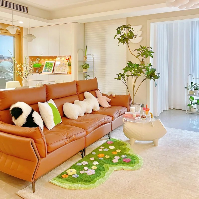 Green Moss Leaf Bathroom Carpet,Anti Slip and Cute Bath Mat
