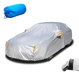 AI-PIKA Cubierta para Auto Universal con Cremallera Antiarañazos, Impermeable, Antipolvo, Antilluvia y Anti-UV - Lona de Uso General para Automóviles 