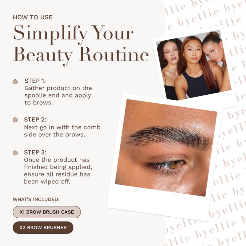 Byellie Brow Brush, Dual-Ended with Brow Comb & Precision Spoolie,