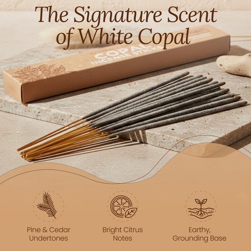 Premium White Copal Incense Sticks - 100% Pure Mayan Resin,