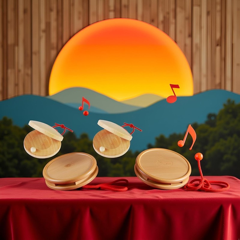 Wooden Castanet, Percussion Instrument - Hand Finger Castanets, Wood Castanets