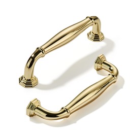 khtumeware 10 Pack 3-3/4 inch(96mm) Polished Brass Cabinet Pulls Unlacquered Gold Cabinet Handle Heavy Duty Solid Cabinet Hardware for Cupboard Drawer Pulls Dresser Handle