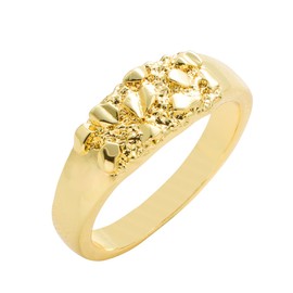 14k Gold Plated Rough Textured Cookie Smashing Nugget Ring For Women/Men (7)