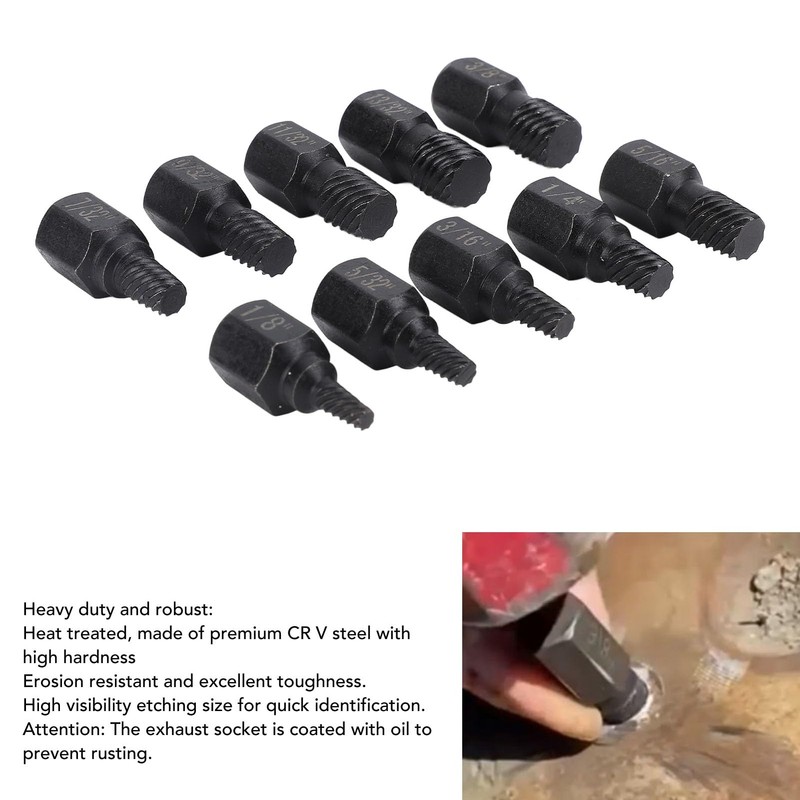 Juego de Extractores de Tornillos de 10 Piezas, Herramientas de