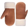 Harssidanzar Mitten Gloves For Mens,Winter Cold Weather Sheepskin Shearling Heated