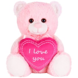 BRUBAKER Teddy Plush Bear with Heart Pink - I Love You - 25 cm - Teddy Bear Plush Teddy Cuddly Toy Cuddly Toy - Soft Toy Pink