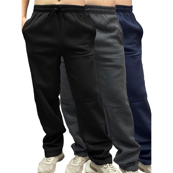 Yafanqi 3 Pack Mens Fleece Athletic Loose Baggy Sweatpants Drawstring