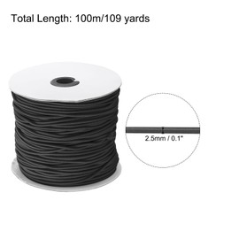 MECCANIXITY Elastic Cord Stretchy String 2.5mm 109 Yards Black for Crafts, Jewelry Making, Bracelets, Necklaces, Beading