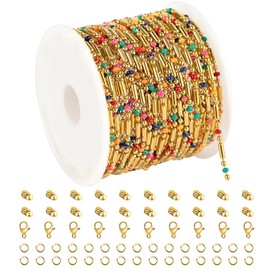 UMAOKANG - Cadena chapada en oro de 4 metros para hacer joyas de acero inoxidable con anillos de salto y cierres de langosta