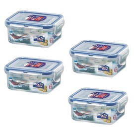 (Pack of 4) Lock & Lock Airtight Rectangular Food Storage Container 6 oz / 0.7-cup