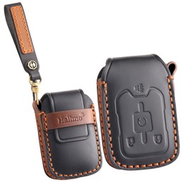 ontto 4-Button Leather Key Fob Protector Fit for Chevy Silverado 1500 2500HD 3500HD Car Accessories,Smart Remote Car Key Holder Fit for GMC Yukon Sierra Acadia Terrain,Classy Keycover,Black