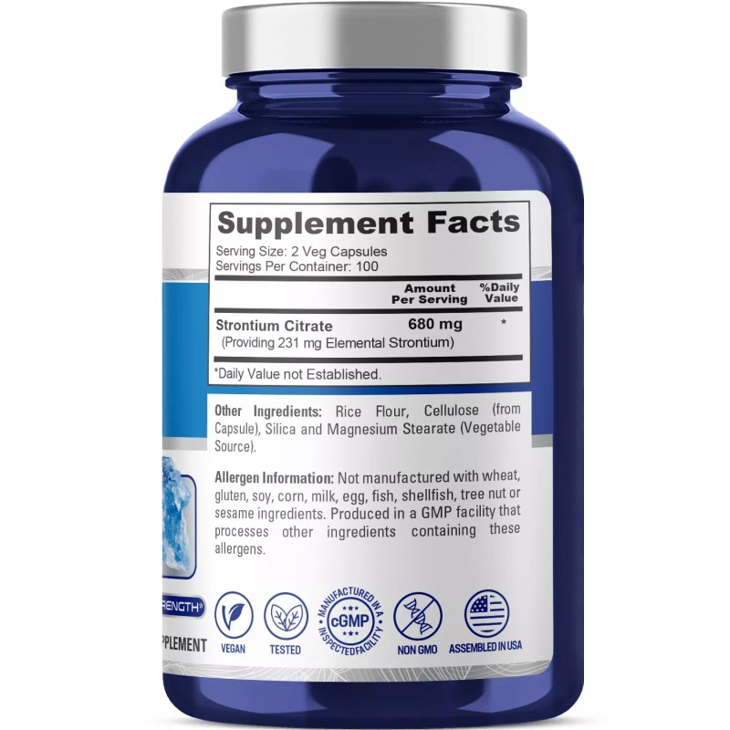 NusaPure Strontium 680 mg 200 Vegetarian Caps (Non-GMO)