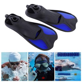 Swimming Flippers for Adults,Diving Fins,Men Women Swim Foot Fins Swimming Diving Open Heel Adjustable Snorkel Fin Blue (XL)