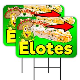 Vista Products Elotes 2 Pack Double-Sided Yard Signs 16" x 24" with Metal Stakes (Made in Texas)