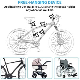 MOUDENSKAY Bicycle Bottle Holder, 360 Degree Rotatable Bicycle Water Bottle Holder, Adjustable Bicycle Bottle Holder with Bottle Holder Adapter, for Bicycle, Road Bike, Mountain Bikes, Pushchairs etc