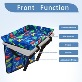 Adjustable Kids Tray Table Cover with Multi Portable Pockets, Airplane Travel Essentials for Kids, Toddlers, Adults, Airplane Must Haves, Plane Travel Essentials, Travel Tray for Plane Train, Dinosaur