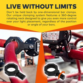 LAMPHUS Off-Road ATV UTV Light Bar Mounts Mounting Bracket Clamp Kits [1"/1.5"/1.75"/2" Inch] [360-Degree] [2 x Stud Size] Aluminium Unit Bull Roll Cage Clamps Mount