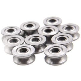 Chiloskit 20pcs 1.5mm Deep Metal V Groove Guide Pulley Bearing Wheel Rail Ball Bearings Wheel 4x13x6mm
