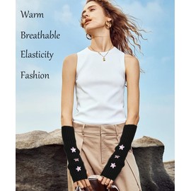 VGRDTW Women's Arm Cover - Six Star Design Durable Knitted Wrist Cover with Thumbhole | Acrylic Fiber Warmth Suitable for Driving, Work, and Outdoor | Fashionable Arm Sleeve for Women and Girls