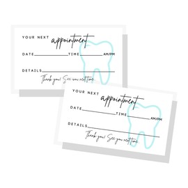 Dental Appointment Reminder Cards | 50 pack | Teeth Whitening, Dental Office, Client Reminder, Patients, Pediatric Dentist, Orthodontics, Bulk 2x3.5” Minimalist Teal Tooth
