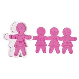 Tovolo Gingerbread Girls Templates Reverse, Dishwasher Safe, Set of 6 Cookie Stamps with Cutter