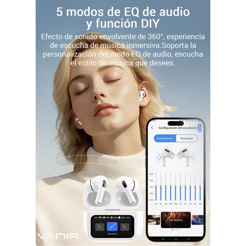 Vanir Audífonos Inalámbricos Bluetooth Con Ai Y Cancelación De Ruido,