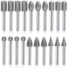 20Pcs Diamond Grinding Heads, Stone Carving Tools Diamond Drill Bits for Glass, Rotary Tool Bits Suitable for agate glass gemstone carbide high speed steel ceramic