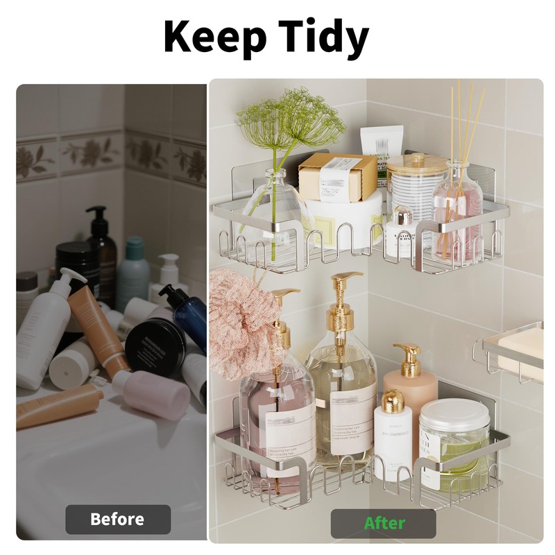 TIDIIABODE Corner Shower Caddy 3 Pack, Shower Shelf with Soap