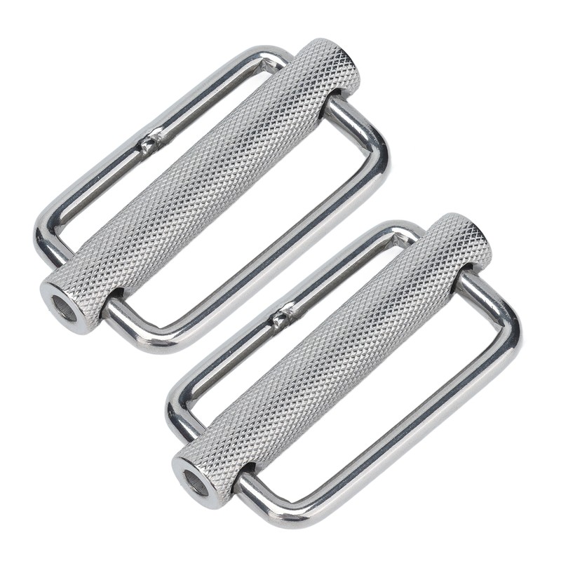 2Pcs Slide Buckle 316 Stainless Steel Rectangle Adjustable Knurled Roller