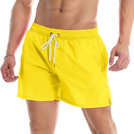 Lncropo Men's Swim Trunks Quick Dry Bathing Suits with Mesh Lining Swimwear Swim Shorts,A23-Deep Yellow,38