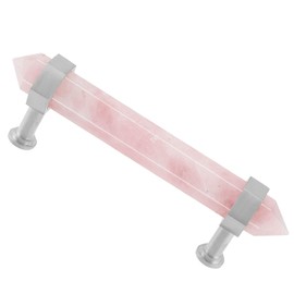 mookaitedecor Brushed Stainless Steel with Rose Quartz Double Crystal Points Drawer Pulls Cabinets Handles Door Knobs for Dresser Cupboard Kitchen Decor