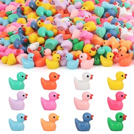 DZTIAN 350pcs Big Mini Resin Duck Garden Duck Class Activity Micro Landscape Decoration Ducklings Toy House Prank Christmas DIY Decoration Craft Birthday Party (10 Colors)