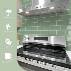 10 Sheet Thicker Subway Tiles Peel and Stick Backsplash,12"x12" Green Self Adhesive Wall Tile Stick on Backsplash for Kitchen and Bathroom