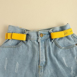 BAOKELAN Girls Elastic No Buckle Belts Boys Adjustable Stretch Invisible Belt Yellow