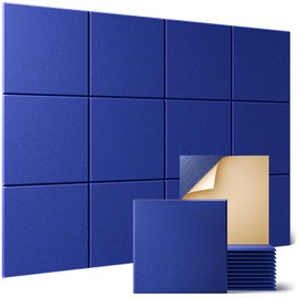 Sonicism 12 Pack Acoustic Wall Panels with Self-Adhesive, 12" X 12" X 0.4" Sound Proof Foam Panels, Decorative Soundproof Wall Panels, Sound Proof Absorbing Tiles for Home & Offices, Blue