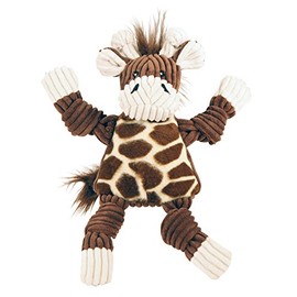 HuggleHounds Plush Corduroy Durable Squeaky Knottie, Dog Toy, Great Dog Toys for Aggressive Chewers, Giraffe, Large