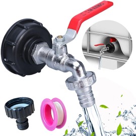 Bikasun IBC Outlet Tap, 1000L Water Tank Tap Alloy Ball Valve with 3/4 Inch Connection IBC Adapter for Water Tank Tap, Rainwater Tank IBC Tank Accessories