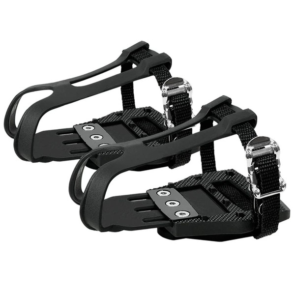 BV Bike Pedals Shimano SPD/Look Delta Compatible 9/16'' with Toe Clips - Peloton Pedals for Regular Shoes - Toe Cages for Peloton Bike - Exercise Bike Pedals - Universal Fit Bicycle Pedal