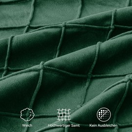 JELLYMONI Cushion Covers, 30 x 50 cm, Set of 2, Dark Green Checked Cushion Covers, Velvet Decorative Cushion Covers with Zip, Decorative Cushion Cover for Sofa and Living Room (No Insert)